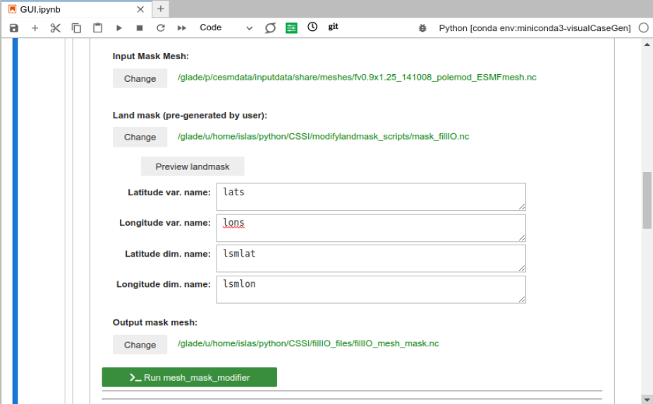 Screenshot of mesh mask modifier input selections