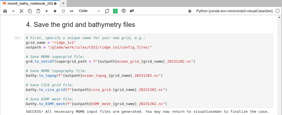 saving the bathymetry files example